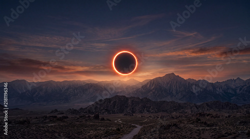 Ring of Fire Solar Eclipse Above Mountain Horizon