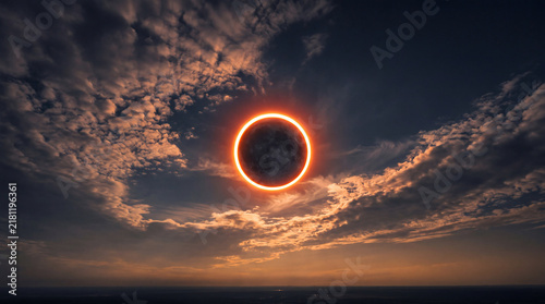 Ring of Fire Solar Eclipse Surrounded by Clouds