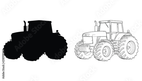 Tractors in Vector Illustration Style with Flat Design and Isolated Background