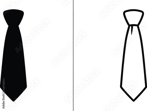 Tie with Two Different Styles, One Solid Black and One Outlined in White Featuring Necktie, Formal Wear, Business Attire with Fashion and Clothing