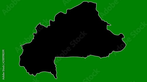 Burkina Faso map silhouette on green background for geography and travel education