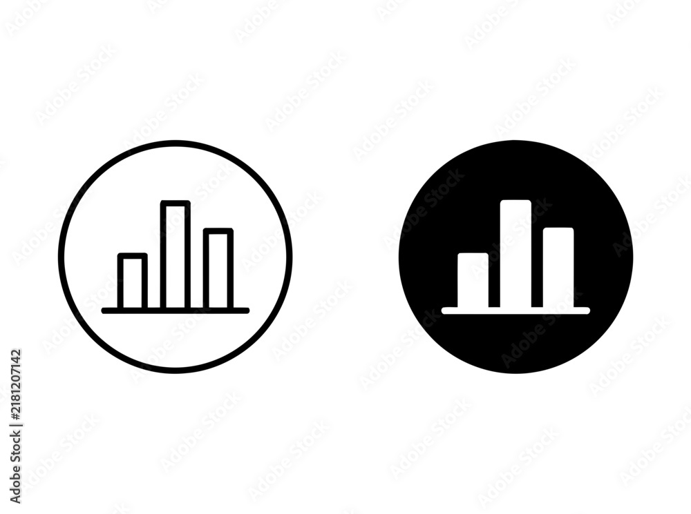 Obraz premium Bar Chart Circle Icon Set for Business Analytics and Data Visualization Interface Design