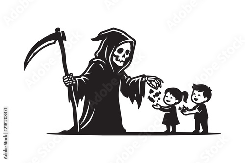 The Grim Reaper’s Halloween Treats Illustrator Artwork Design Template