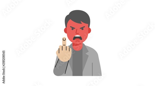 Bild auf Leinwand Angry Man Showing Middle Finger Isolated