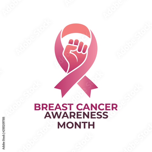 Breast Cancer Awareness Month Fist Ribbon Badge
