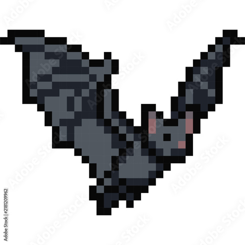 Retro Pixel Art Flying Bat Icon Design