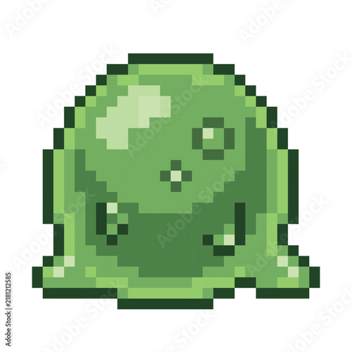 Pixel Art Green Slime Monster Sprite