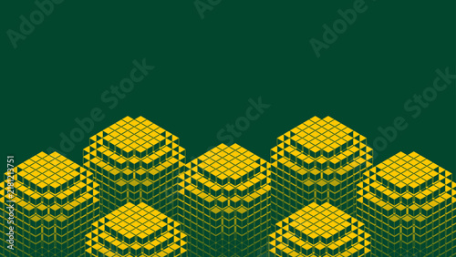 Abstract 3D Cubic Block Pattern Background with Geometric Isometric Structure