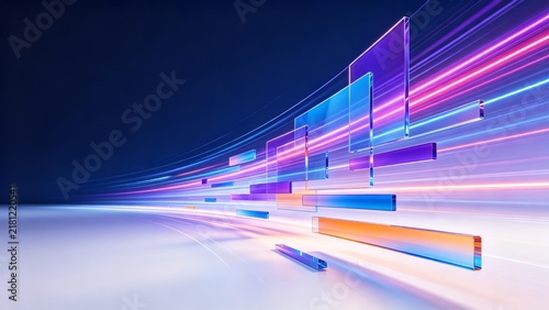 Futuristic Neon Light Panels Moving At High Speed