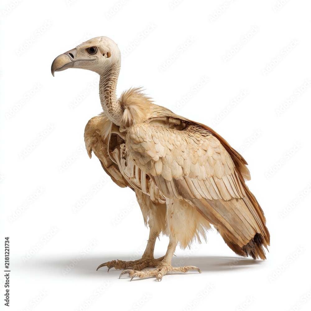 Obraz premium Full Body Portrait Of A Realistic Vulture Standing On A White Background Isolated Studio Shot