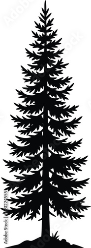 Cad tree lines Set of 2 Black Pine Tree Vector Silhouettes, Isolated Fir Trees on White Background, Coniferous Forest Trees Graphical Cut-out for Nature and Outdoor Design Vector