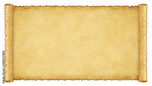 Blank old vintage paper scroll isolated on white background