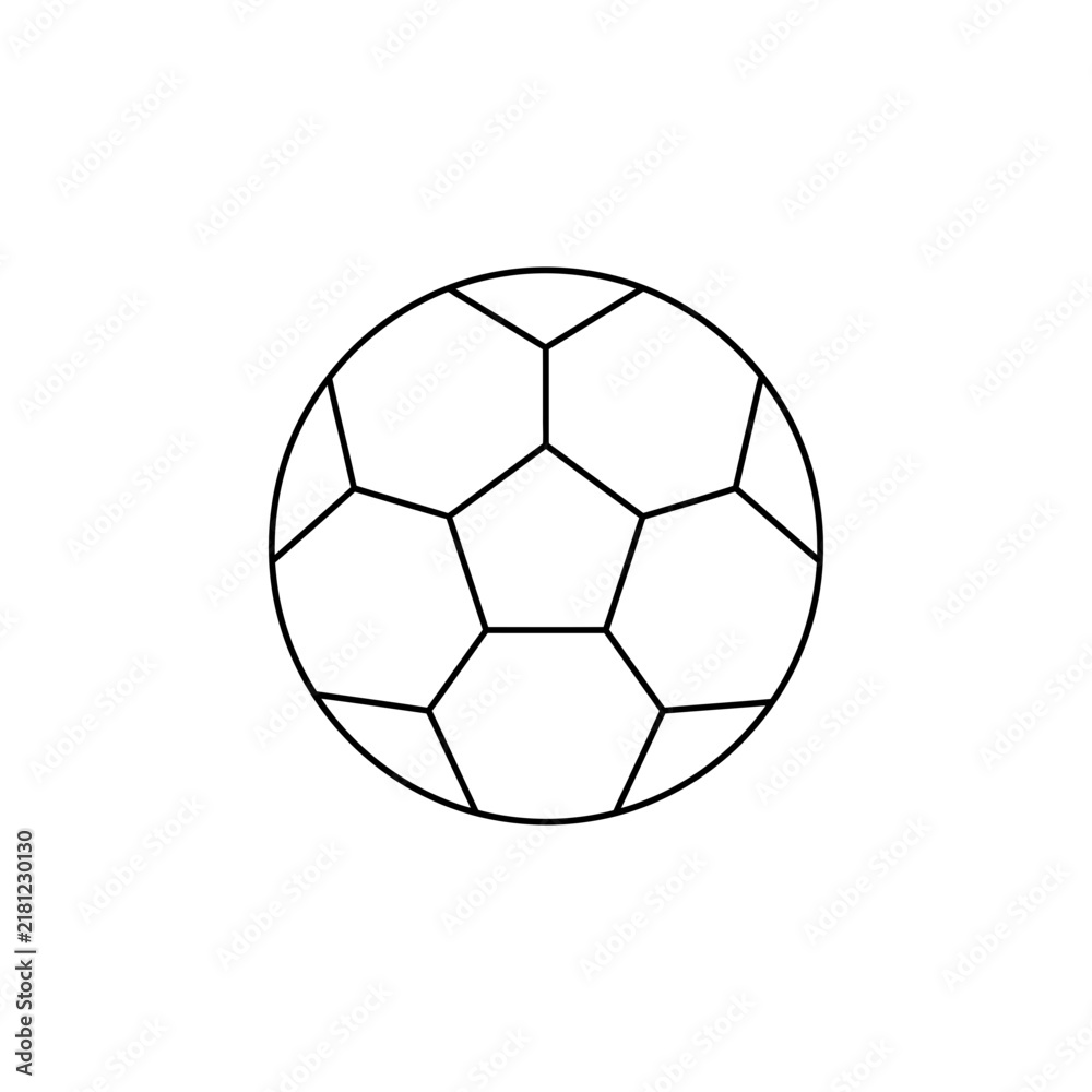 Naklejka premium Black and white outline icon of a classic soccer ball with football isolated equipment activity athletic recreation