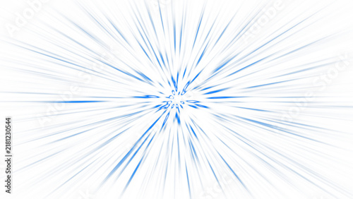 Obraz na płótnie Dynamic blue hyper speed light rays radiating outward from center