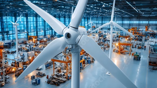 factory producing hydrogen fuel systems, advanced engineering equipment, sustainable technology concept, modern production floor
