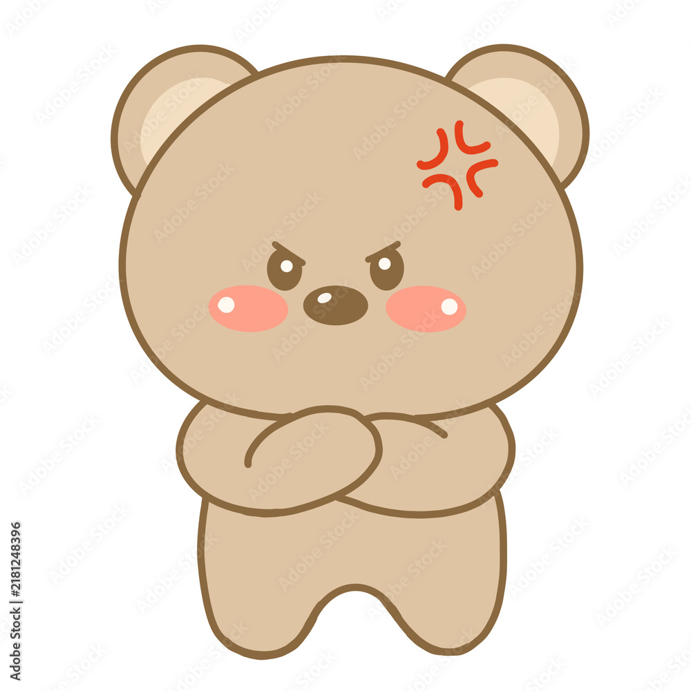 Obraz premium Cute brown bear cartoon character feeling angry