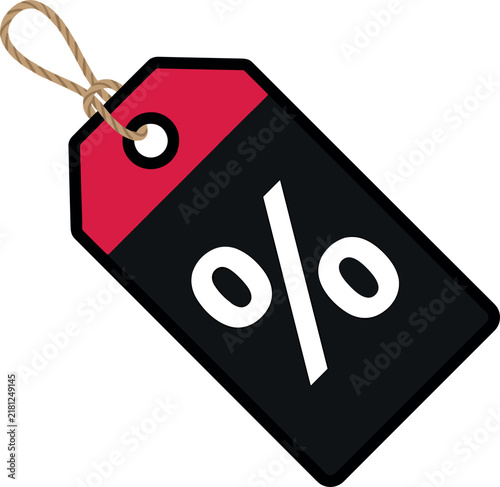 Discount Sale Price Tag with Rope Hanging Percentage Sign Retail Offer Vector Illustration