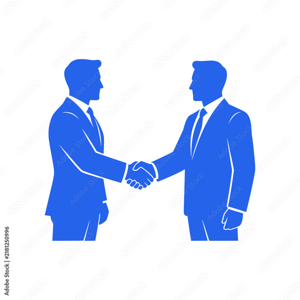 Fototapeta premium Corporate Partnership Handshake vector illustration in a clean high-contrast style, isolated on white background, suitable for web, app, infographic, presentation and commercial design use. 