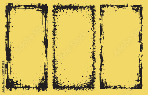 Vintage Punk Grunge Frame Collection with Weathered Ink Borders and Distressed Edges