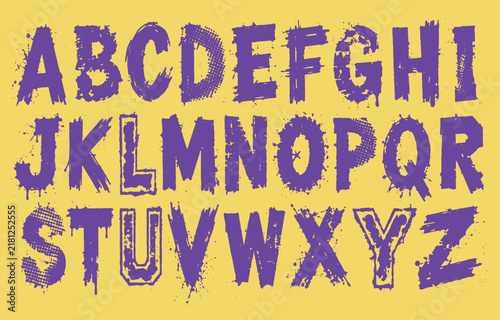 Handmade Distressed Alphabet Letter Set with Punk Typography and Rough Ink Texture