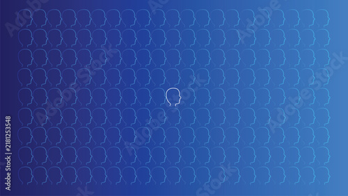 abstract blue background with circles.A detailed line out of a human head like Artificial Intelligence technology icon.