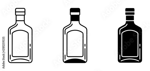 Bottle Icons, Liquor Bottle Vector Set, Alcohol Beverage Container Graphics