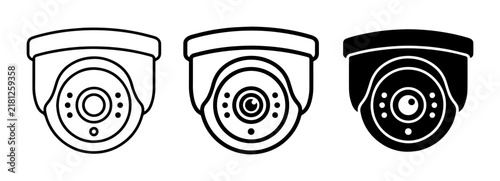 Security Camera Icons, Surveillance System Vector Graphics, CCTV Monitoring Equipment Set