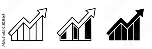 Growth Chart Icons, Upward Trend Arrows, Business Performance Graphs, Financial Success Icons