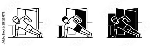 Side Plank Exercise Variations, Fitness Silhouette Icons, Core Strength Training
