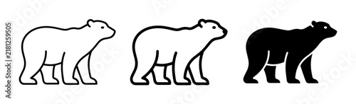 Polar Bear Icons, Simple Line Art and Silhouette, Arctic Wildlife Graphics