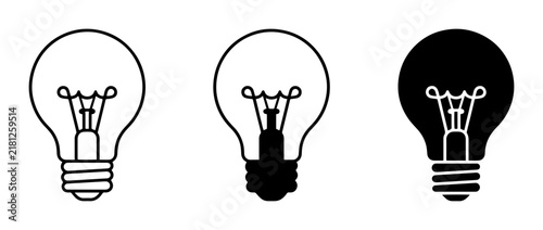 Light Bulb Icons, Idea Generation, Innovation Concepts, Simple Vector Graphics