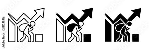 Financial Crime Icon Set: Thief Stealing Profits, Data Breach, Corporate Espionage, Business Loss