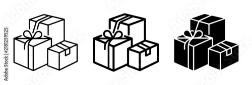 Gift Boxes and Packages, Holiday Presents, Shipping Cartons, Festive Delivery Icons
