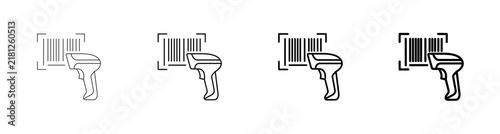 Logistics Barcode Reader and Inventory Identification Line Icon Vector Outline Illustration