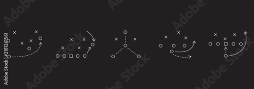 soccer tactics icon set. game and sports Strategy and planning diagrams linear icon set. Football Strategy Playbook Icons Set.