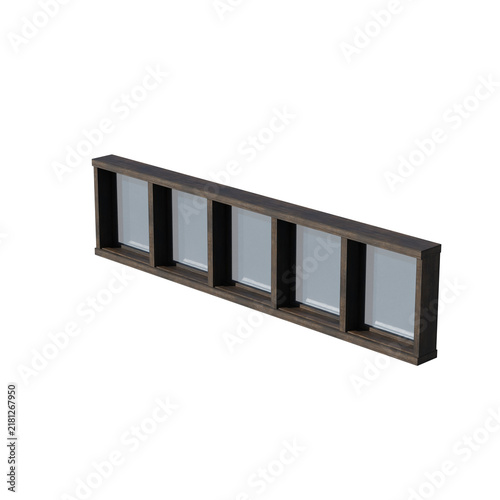 Obraz na plátne A long horizontal wooden wall mounted shelf with five separate storage compartments