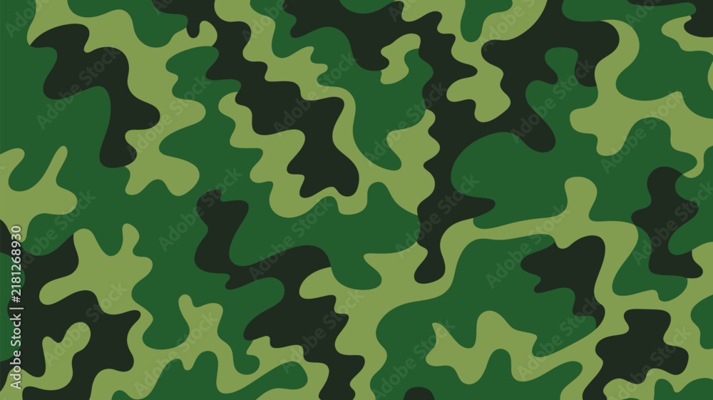Naklejka premium Military camouflage texture featuring seamless dark army pattern for clothing, textile printing, hunting fabric, and wallpaper design.