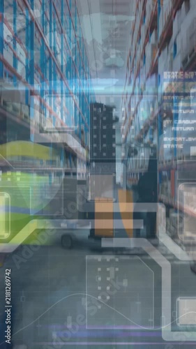 Animation of data processing and integrated circuit over warehouse