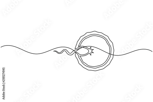 Sperm One Line Art Medical Reproductive Cell Continuous Drawing Illustration