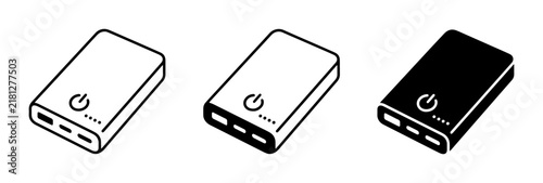 Portable Power Bank Icons, Mobile Charger Vector Graphics, Energy Device Set