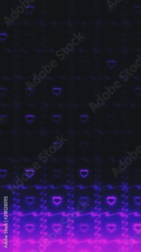 Digital noise and retro television static overlaying a repeating romantic icon motif. Great for edgy modern valentines.