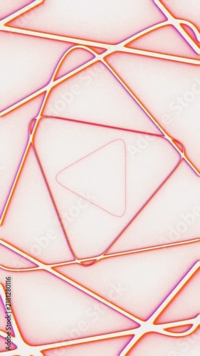 Infinite zooming geometric portal with glowing warm colorful lines. Ideal for modern technology and dynamic pop concepts.