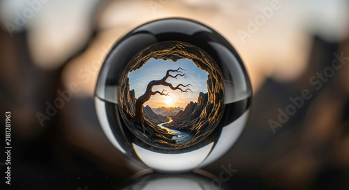 Refraction of Sunset Through a Lens