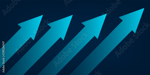 Blue business growth arrows vector background illustration, futuristic digital stock market upward arrow chart backdrop for corporate financial presentation 