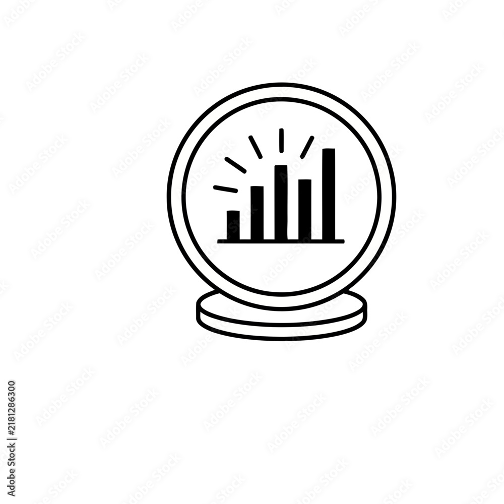 Obraz premium Bar chart inside a crystal ball icon
