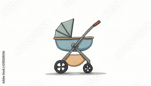 A charming illustration of a baby stroller, perfect for capturing the essence of parenting and early childhood journeys