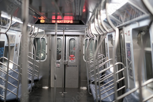 фотографія Inside a new york city empty subway carriage, public transportation