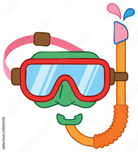 Vibrant Diving Mask and Snorkel Tube Cartoon Vector Art for Summer