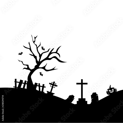 Halloween Cemetery Silhouette