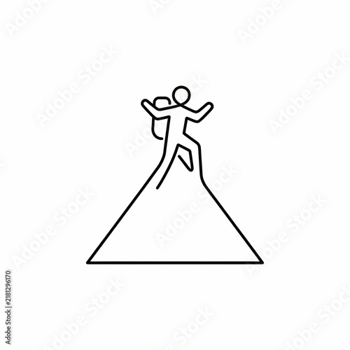 Minimalist hiker on mountain peak tattoo
